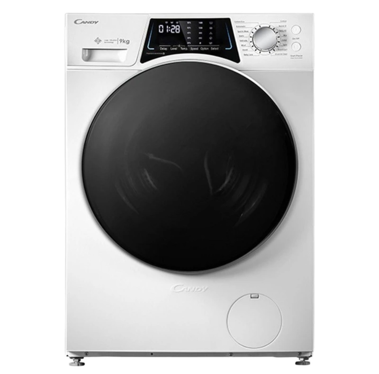 ماشین لباسشویی 9 کیلوگرمی کندی مدل PFC 946 W، دارای 16 برنامه اصلی شست‌وشو با موتور BLDC تسمه‌ای، گرید انرژی A++، قابلیت شروع با تأخیر و اضافه کردن لباس حین کار